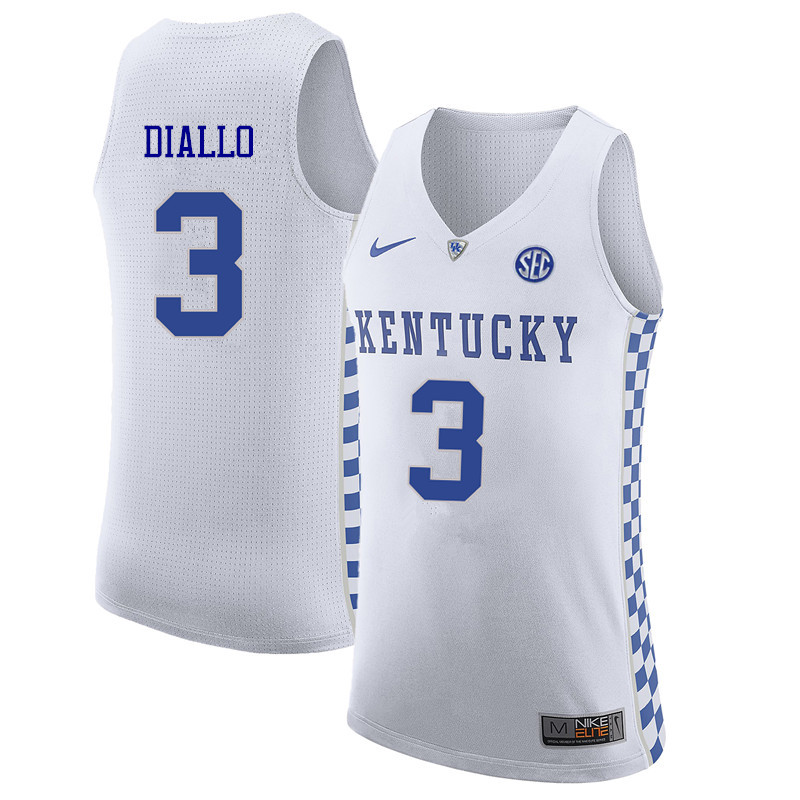 Men Kentucky Wildcats #3 Hamidou Diallo College Basketball Jerseys Sale-White - Click Image to Close